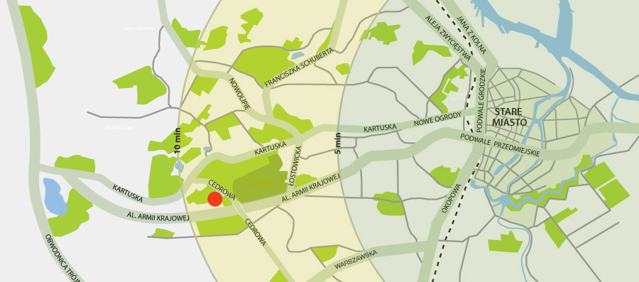 Mapa z lokalizacją osiedla Wolne Miasto w Gdańsku
